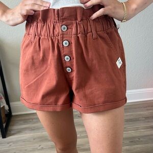 Arizona Jean Company High Waist Terracotta button-up Shorts -NWT